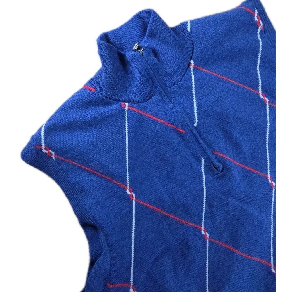 Fairway & Greene Italian Merino Quarter‎ Zip Golf Argyle Vest Mens LARGE Sweater